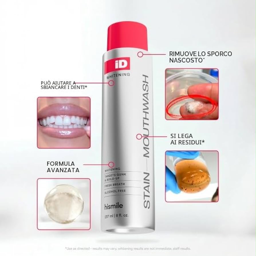 Hismile iD Stain Whitening Mouthwash for White Teeth